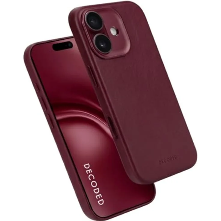 Decoded Leather Backcover für Apple iPhone 17, handgefertigte Smartphone Hülle aus vollnarbigem Leder in Dark Ruby mit MagSafe-Funktionalität und schockabsorbierendem Schutz – Bild 1