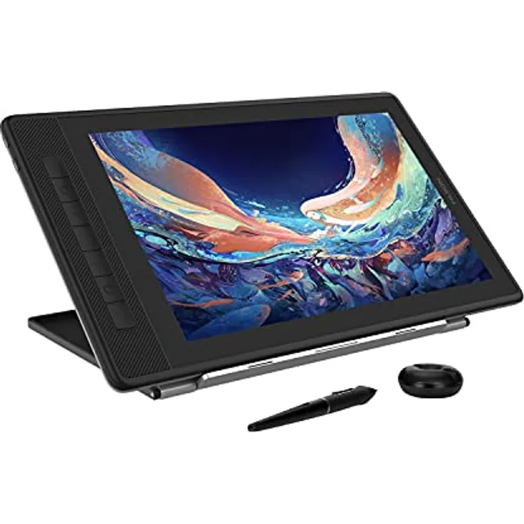 HUION Kamvas Pro 13 2.5K Grafiktablett mit Display, 13,3 Zoll Drawing Tablet, Digital Zeichentablett mit verstellbarem Ständer, ideal für Heimarbeit und Fernunterricht, schwarz
