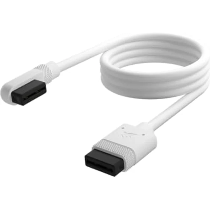 Corsair iCUE LINK Slim Kabel - 1x 600mm Gerade/Schlank 90° - Weiß – Bild 1