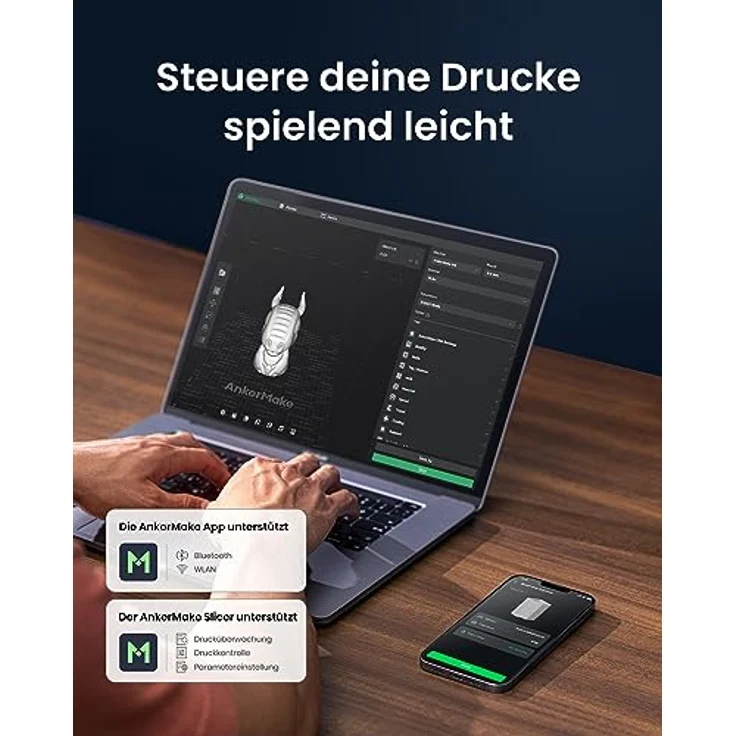 AnkerMake M5C 3D Drucker, 500 mm/s High-Speed 3D-Druck, 50 μm Präzision, All Metal Hotend, Bis zu 300℃ 3D Druck, Intuitive Steuerung über mehrere Geräte, Auto-Nivellierung, 220×220×250 mm Druckvolumen – Bild 5
