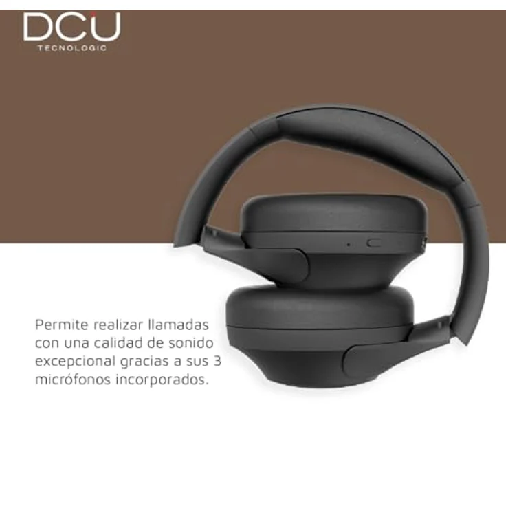 DCU TECNOLOGIC Kabellose Bluetooth-Kopfhörer mit 15 Stunden Akkulaufzeit, USB-C-Aufladung und faltbarem Design, Schwarz – Bild 5
