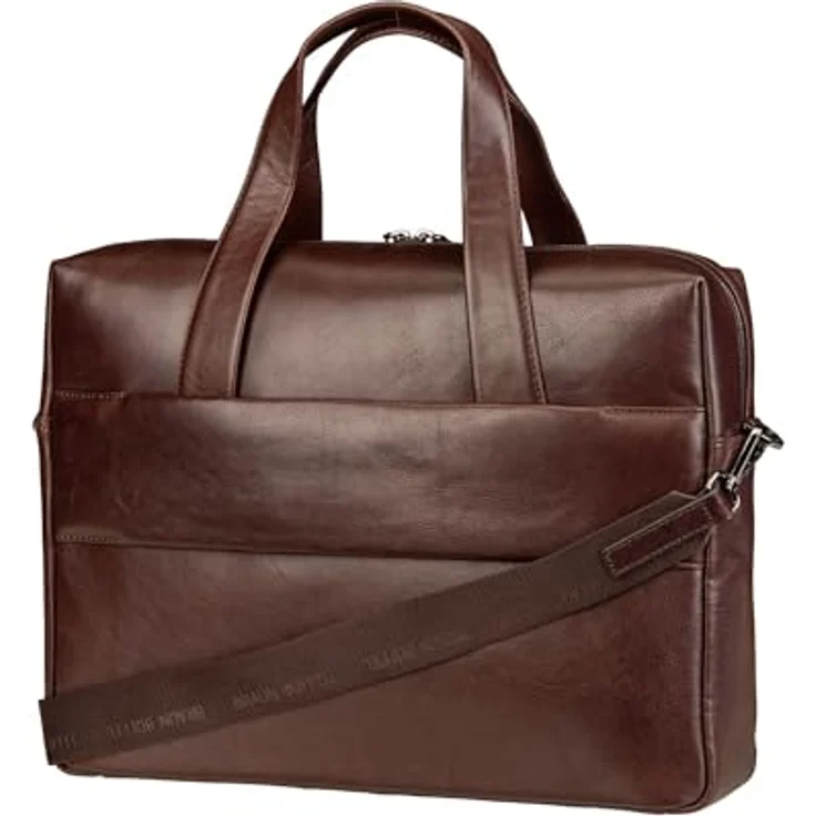 Braun Büffel Arezzo, Notebooktasche aus vegetabil gegerbtem Rindleder, 17 Zoll, braun – Bild 2