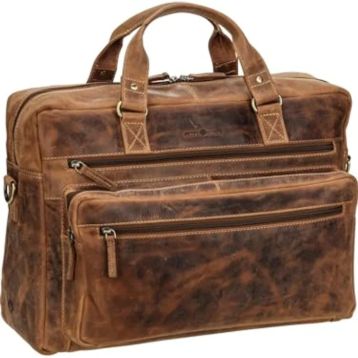 Greenburry Aktentasche Vintage 1539 (17.72"), Notebooktasche, Braun, aus hochwertigem Rindleder