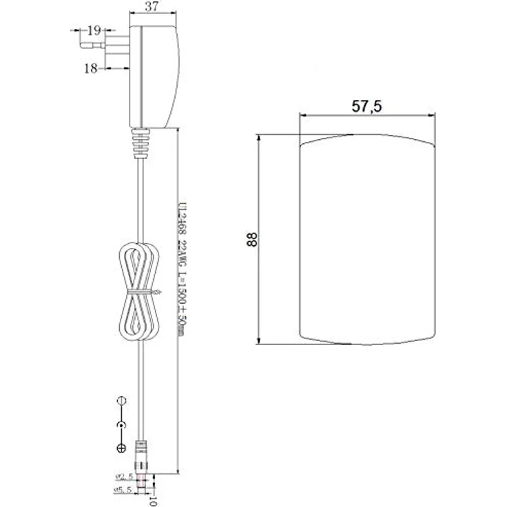Poppstar AC DC Universal Netzteil 24V 1,5A (1500mA, 5,5-2,5mm), 150cm – Bild 5