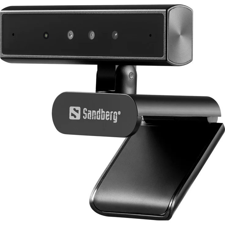 Sandberg Face-ID Webcam Mini Pro, 5 Mpx Webcam mit Gesichtserkennung und 2K-Auflösung, schwarz