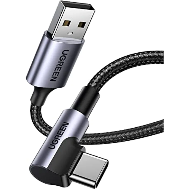 UGREEN USB C Kabel Winkel USB C Ladekabel 90 Grad Winkel USB Typ C Kabel Schnellladekabel kompatibel mit Galaxy S22 S21 S20 S10 S9 A53 A32 S6 Lite P30 Lite Redmi 10 iPhone 15 15 Pro 15 Pro Max(2m)