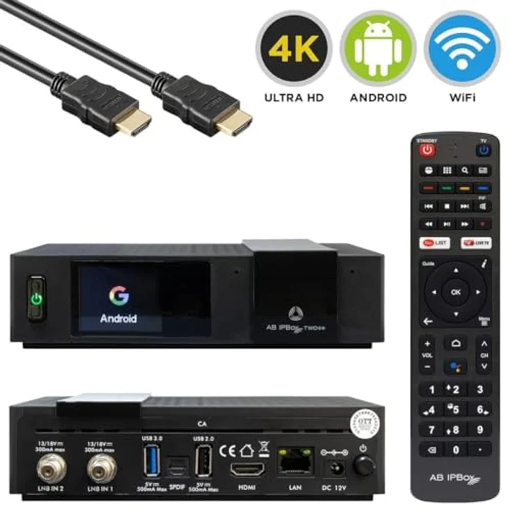 AB Cryptobox AB IPBox Two 4K UHD Android 8.0 Sat IP-Receiver (2X DVB-S2X, Dual-WiFi, LAN, CA, Bluetooth, HDMI) – Bild 2