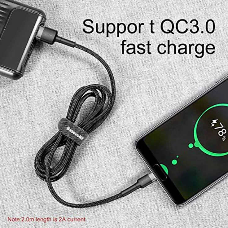 Baseus Cafule Cable - USB to USB-C Connect und Charge Cable 2 A, 2 M (Grey-Black) – Bild 3