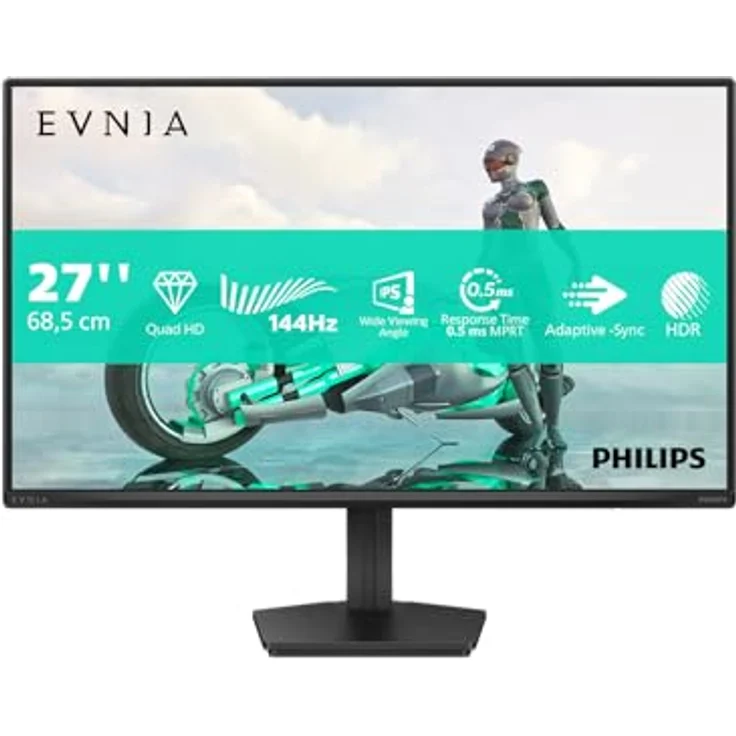 Philips 27M2N3500NF 27-Zoll WQHD Monitor, 144 Hz, IPS-Panel, G-Sync-kompatibel, HDR10, Dunkelgrau – Bild 2