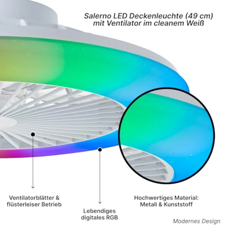Brilliant LED-Deckenleuchte Salerno G60020/06 40 W Warmweiß bis Kaltweiß 4700 lm mit Fernbedienung – Bild 3