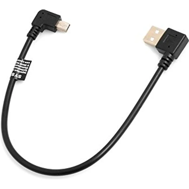 SYSTEM-S Mini USB Kabel 90° Grad rechts gewinkelt Winkelstecker auf USB Typ A (Male) Links gewinkelt Datenkabel Ladekabel 26 cm – Bild 2