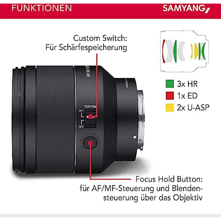 Samyang AF 50mm F1,4 II FE für Sony E - Standard Autofokus Objektiv für spiegellose Systemkameras von Sony, für Vollformat und APS-C Sensoren, Ideal für Detailaufnahmen – Bild 3