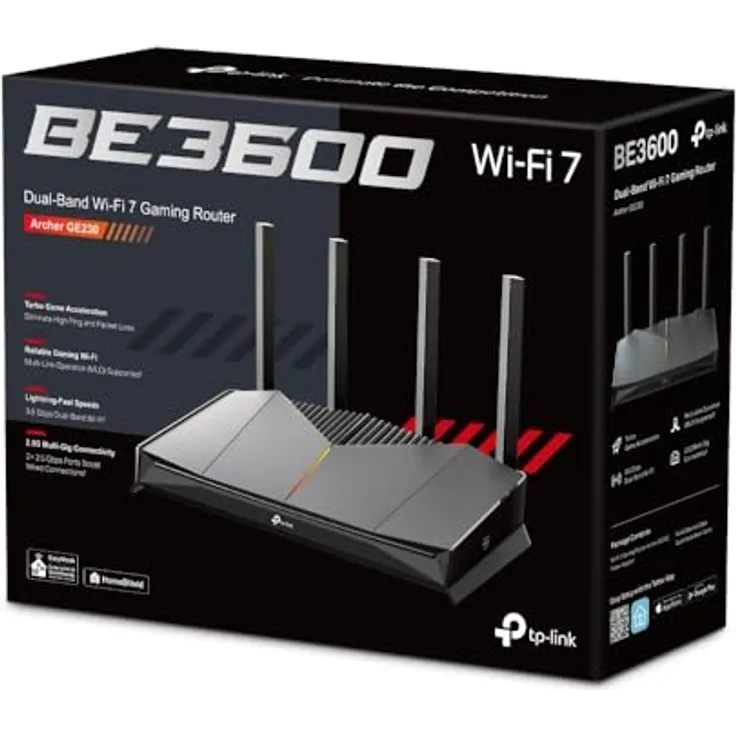 TP-Link Archer GE230, WiFi 7 Router mit 3570 Mbit/s, Dual-Band, 2.5 Gigabit Ethernet, Schwarz