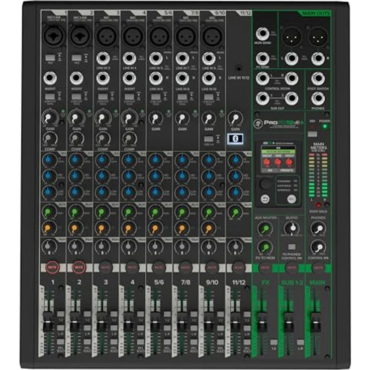 Mackie ProFX12v3+ 12-Kanal Analogmischpult mit verbesserten Effekten, USB-Aufnahmemodi und Bluetooth, Schwarz – Bild 2