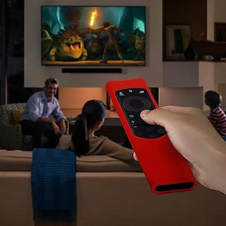 kwmobile Hülle Fernbedienung kompatibel mit Samsung Smart TV TM2280e BN59-01385 / BN59-01386 / BN59-01391A - Silikon Case in Rot – Bild 5