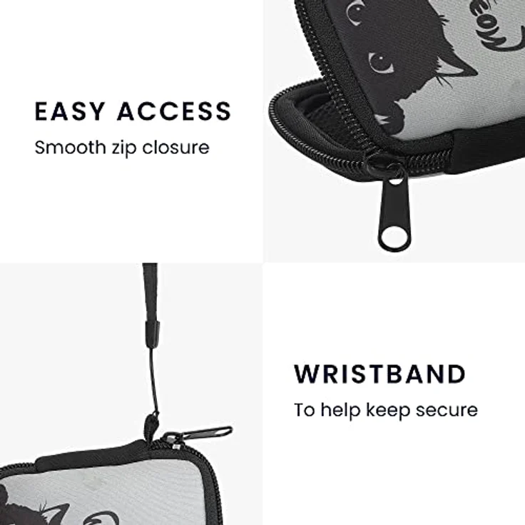 kwmobile In-Ear Kopfhörer Tasche - Neopren Cover Case in Grau Schwarz - Kompatibel mit Airpods, Sony WF-1000XM4, Galaxy Buds - Wasserdicht & mit 2 Innenfächern - Individuelles Design – Bild 4