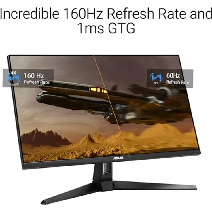 ASUS TUF Gaming VG27UQ1A - 27 Zoll 4K UHD Monitor - 160 Hz, 1ms GtG, FreeSync, G-Sync, Adaptive Sync, ELMB, HDR10 - Fast-IPS Panel, 16:9, 3840x2160, DisplayPort, HDMI, Speaker - Schwarz – Bild 2