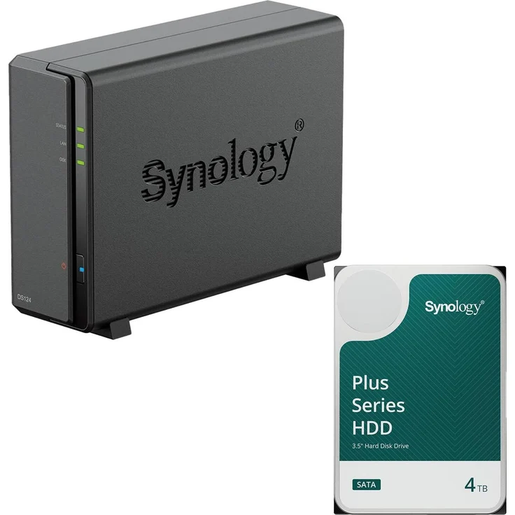 Synology DiskStation DS124, 1 Einschub NAS-Leergehäuse für 3.5" SATA-Festplatte, schwarz, SATA 6Gb/s