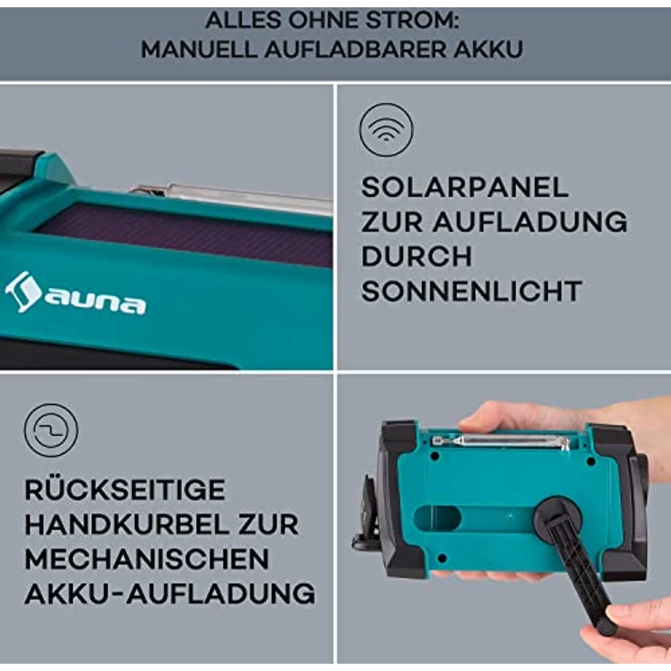 Auna Patagonia DAB+, Aufladbares DAB-Radio mit Bluetooth, LCD Display, Wecker, Akku und USB-Anschluss, Retro-Design, kompakt, wasserfest – Bild 4