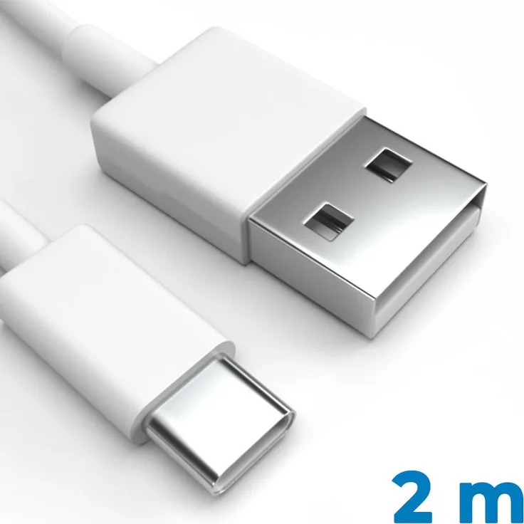 Justcom USB-C Ladekabel für Samsung Galaxy S21 FE, 200 cm, Schnellladekabel mit 3 A Schnellladung, Weiß