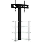 vidaXL TV Eckregal, TV Schrank mit 4 Ablagen, ±25° Schwenkbar TV Ständer Regal für 32-70 Zoll, TV Konsole Fernsehtisch Eckschrank, Schwarz Silbern