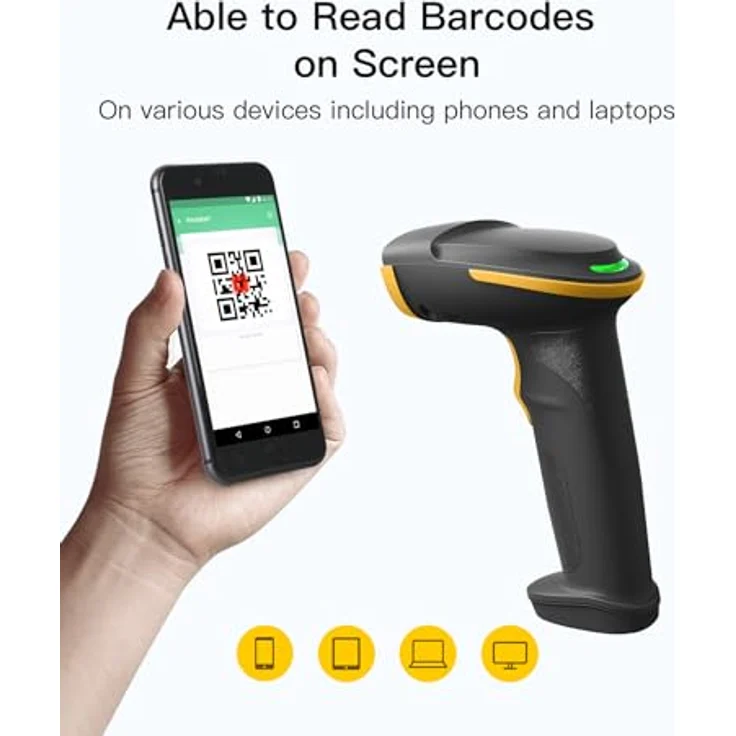 Inateck BCST-54, 2D Kabelloser Barcode Scanner mit Bluetooth 5.0, 3 Verbindungs-Modi und Bildschirm-Scannen, schwarz – Bild 3