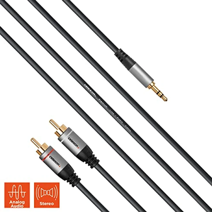 celexon 2x Cinch auf 3,5mm Stereo Klinke Audiokabel 1,0m - Plug & Play - Professional Line – Bild 2
