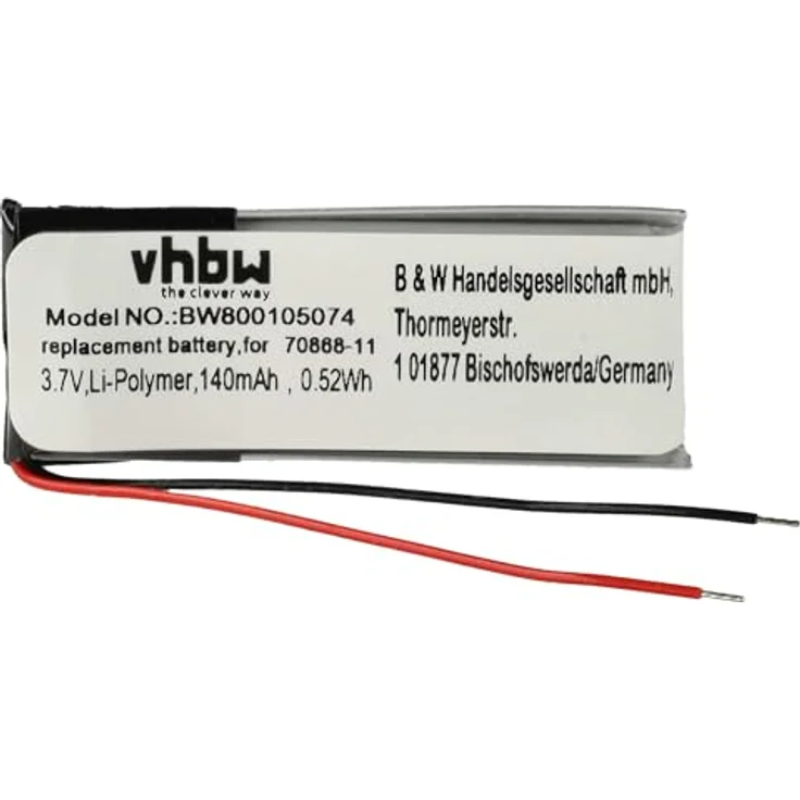 vhbw Akku Ersatz für Plantronics PA-PL002, 73366-01, 70868-01, 140 mAh, 3,7 V, Li-Polymer für Wireless Headset Kopfhörer – Bild 3