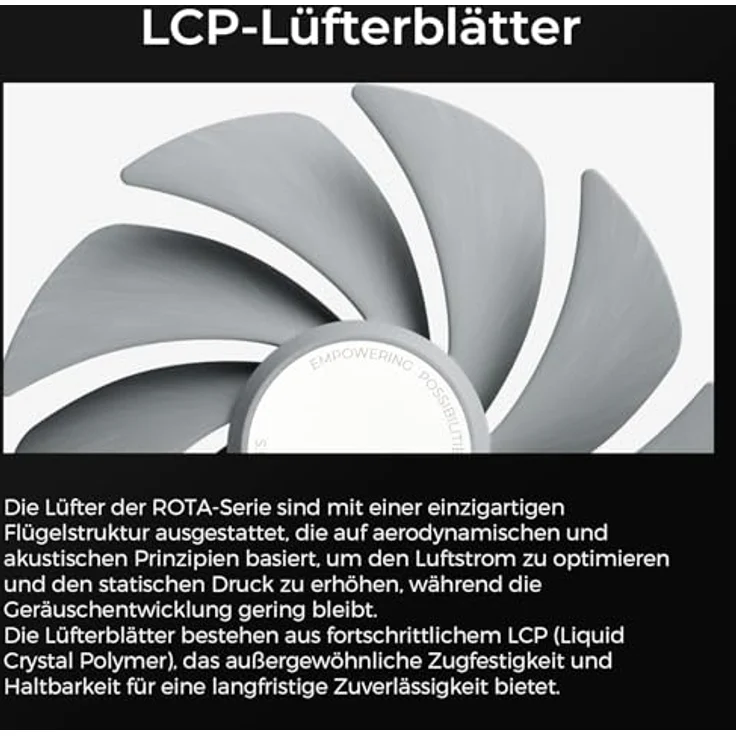 TRYX ROTA Pro 140 PWM-Lüfter - 140mm, schwarz - Leistungsstarker Gehäuselüfter mit Fluid-dynamischem Gleitlager – Bild 3