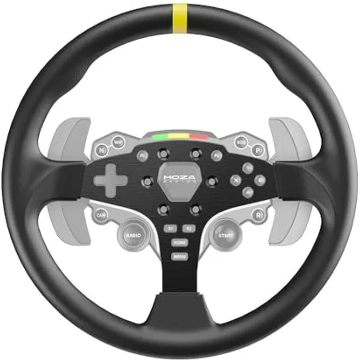 MOZA RACING ES 12 Zoll Wheel Rim Mod, Gaming-Lenkrad mit Aluminiumkonstruktion und Mikrofaserleder-Griffen, Schwarz – Bild 2