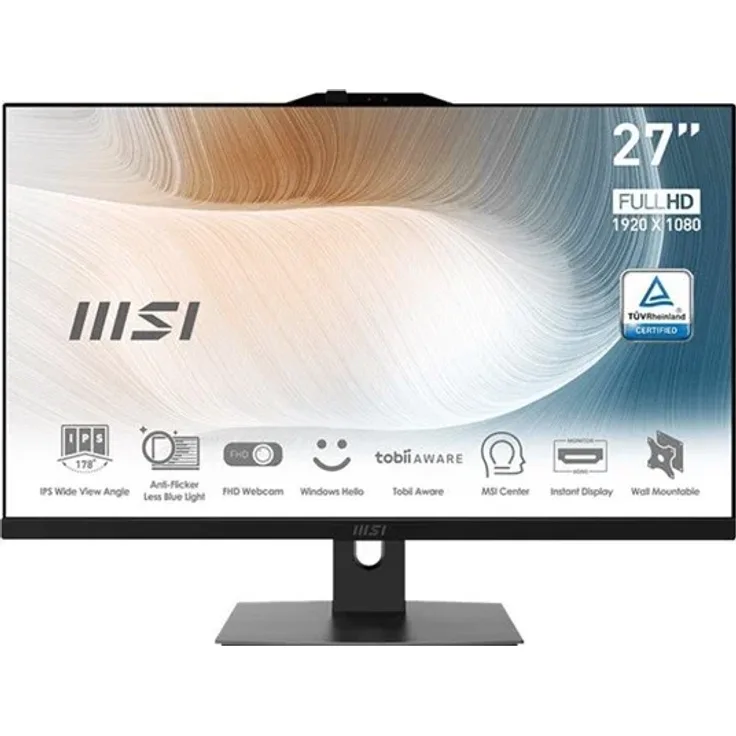 MSI Modern AM272P 1M 1293XEU, All-in-One-PC mit Intel Core i5, 16 GB RAM, 512 GB SSD, 27 Zoll Full HD Monitor, Schwarz