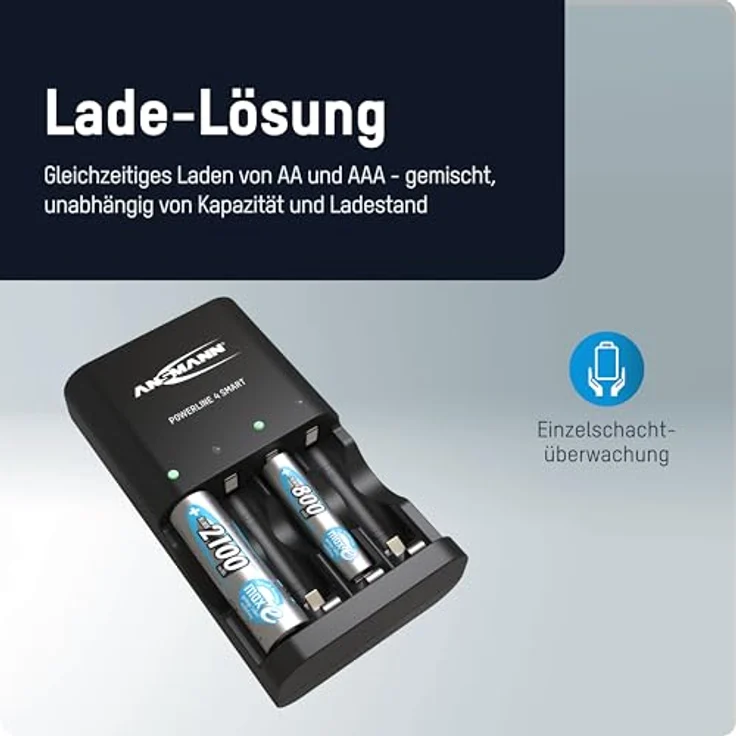 ANSMANN Batterieladegerät für 4x NiMH AA-AAA Akkus & wiederaufladbare Batterien - Automatik Akku Ladegerät mit Repair-Modus für Akkubatterien - Powerline 4 Smart Batterie Ladegerät – Bild 4