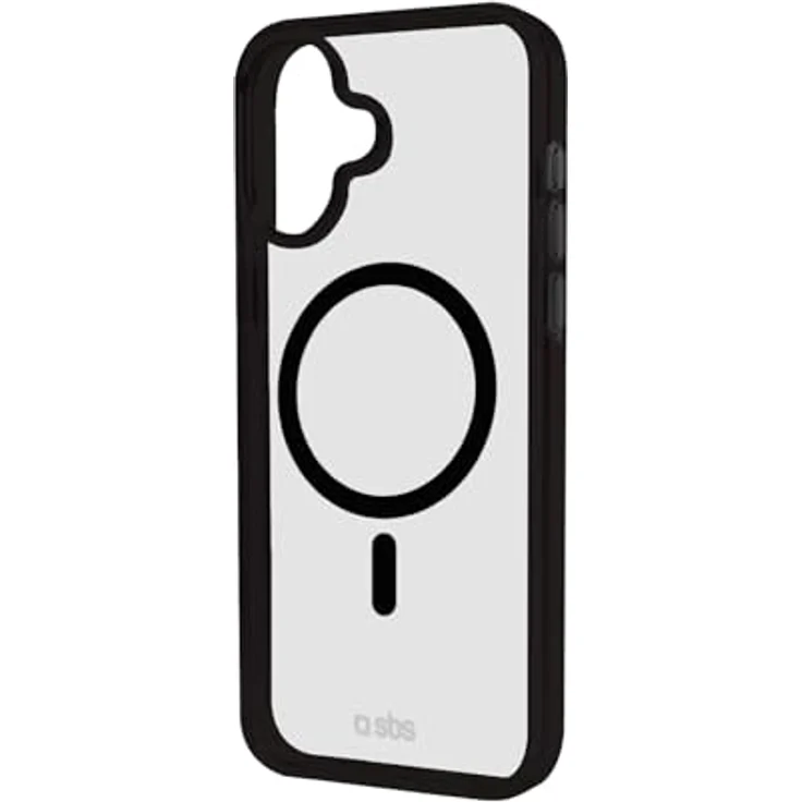 SBS Mag Frame Case für iPhone 16, MagSafe Schutzhülle, flexibel, stoßfest, kratzfest, transparent mit schwarzen Kanten – Bild 1