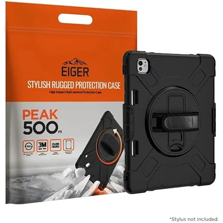 EIGER Eiger Peak 500m Case iPad Pro 11 (2024) schwarz - Stoßfestes Design, 360° drehbarer Ständer, Handschlaufe – Bild 1