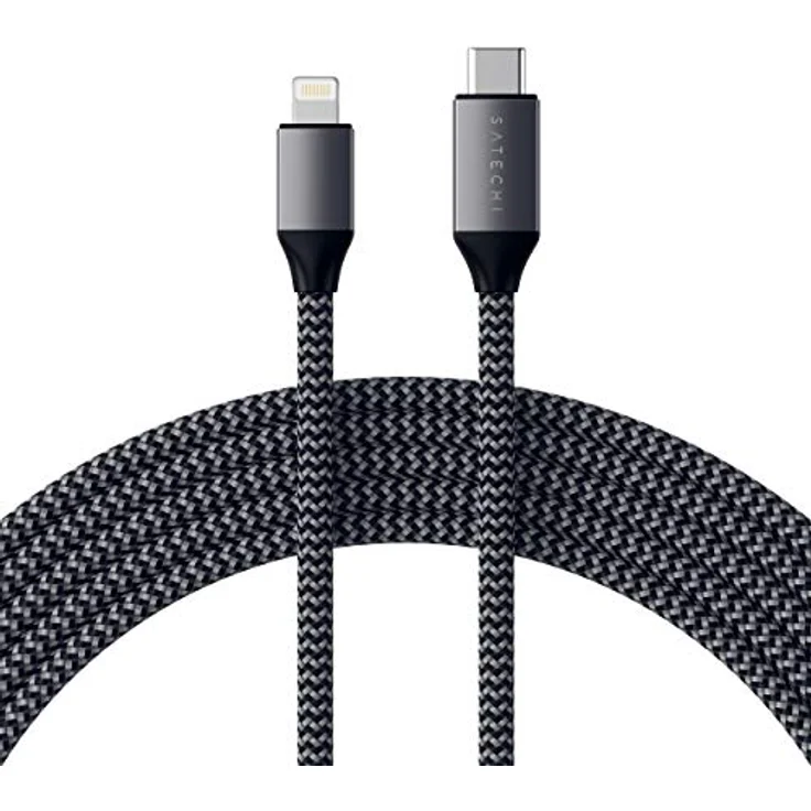 Satechi ST-TCL18M, 1,8 m, Lightning, USB C, Männlich, Männlich, Schwarz, Grau – Bild 2
