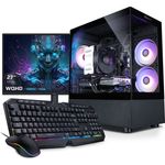 kiebel.de PC Set Gaming mit 27 Zoll TFT Invader XS V AMD Ryzen 7 5700X, 32GB DDR4, NVIDIA RTX 4060 8 GB, 1TB SSD, WLAN, Windows 11, Komplettsystem Gaming, schwarz