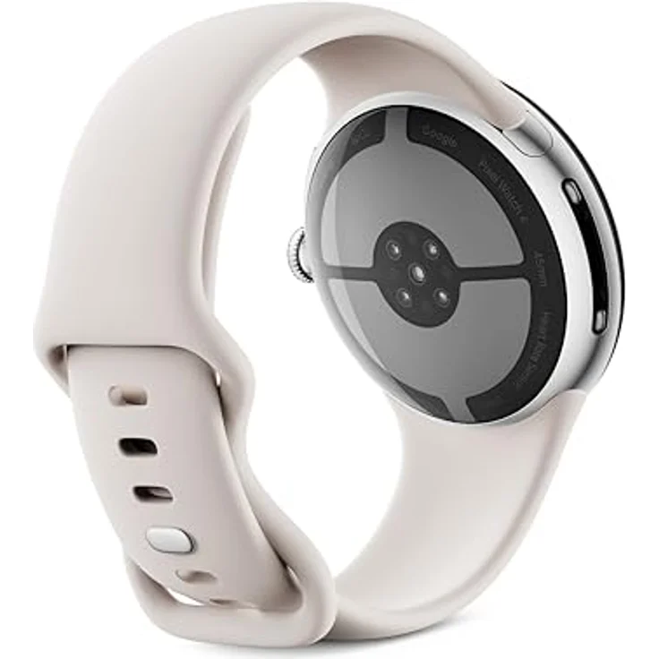 Google Pixel Watch 4 (45 mm), Android-Smartwatch mit Gesundheits- und Fitness-Tracking, Aluminiumgehäuse in Polished Silver, Sportarmband in Porcelain, LTE – Bild 4