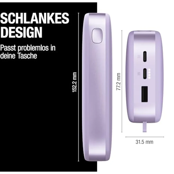 Fresh n Rebel 2PB24100DL2 Powerbank 24000 mAh, USB Typ-C, PD 20 W, Verträumter Flieder, Versandkostenfrei – Bild 7