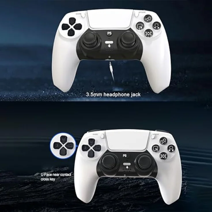 Wigento Wireless Gaming Controller für PS5, Hall Effekt Sensoren, Gyroskop, Dual Vibration, Weiß – Bild 6