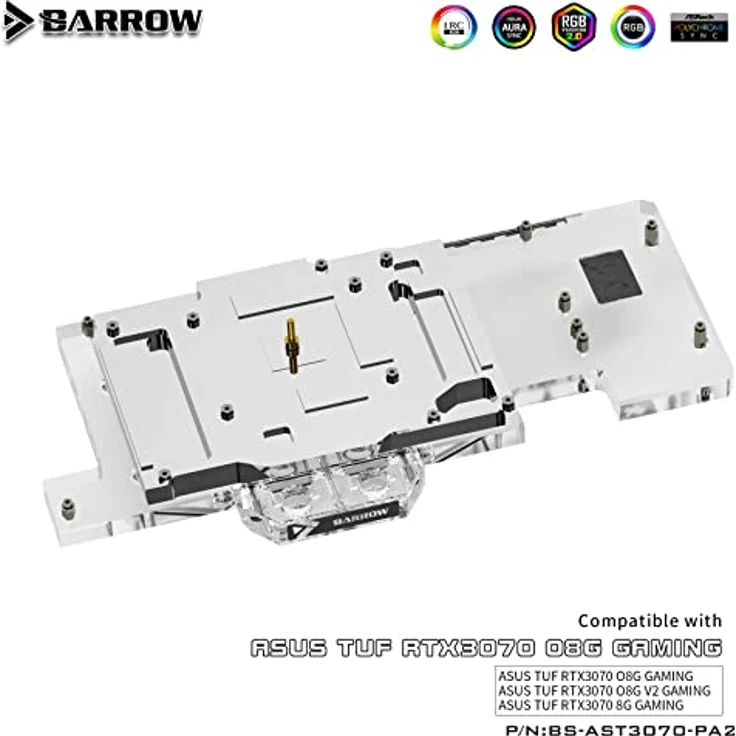 Barrow LRC2.0 Full Coverage GPU Water Block for ASUS TUF 3070 Aurora RGB - Acryl, Hochwertige Material, Langlebig, Robustheit – Bild 3