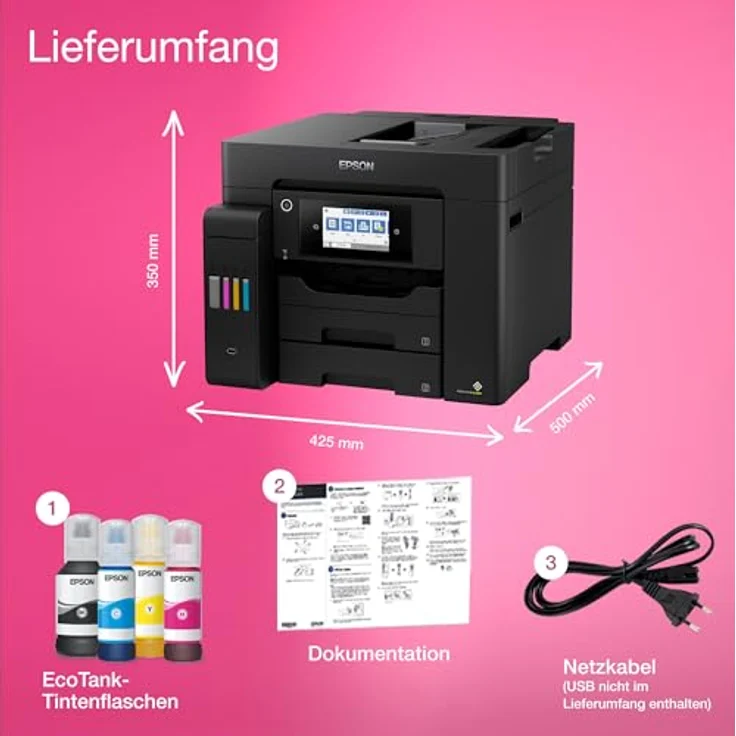 EPSON EcoTank ET-5855 Inkjet Colour Multifunction Printer 32ppm (C11CJ29406), Schwarz, Wireless, Duplex-Druck – Bild 7