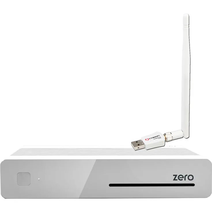 VU+ Plus Zero E2, Linux HD Sat Receiver in Weiß mit 1x DVB-S2, 300Mbit WLAN Stick und 5dB Antenne