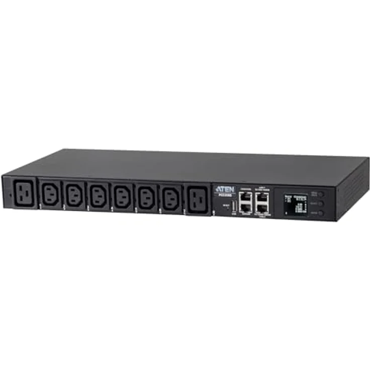 ATEN PG5308G 8P 1HE PDU mit kWh-Messung, 32A, 2 Ethernet-Ports, drehbarem LCD-Bildschirm – Bild 1