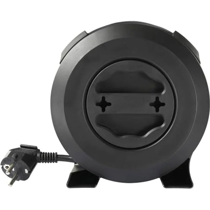 Sygonix SY-5806896 Kabeltrommel 5 m Schwarz Schutzkontakt-Stecker mit 4 x Schutzkontaktsteckdosen und Überhitzungsschutz – Bild 3