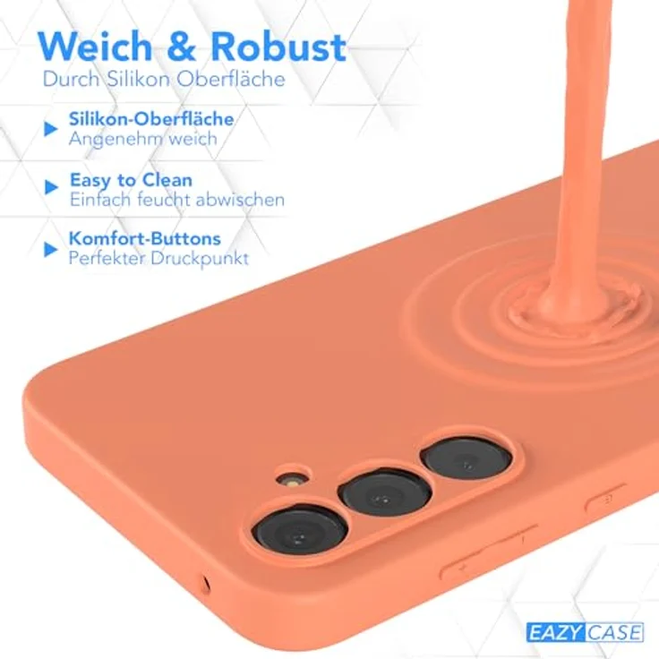 EAZY CASE Silikonhülle für Samsung Galaxy A55, stoßfest mit Kameraschutz, dünn, orange, kratzresistent, kompatibel mit kabellosem Laden – Bild 5