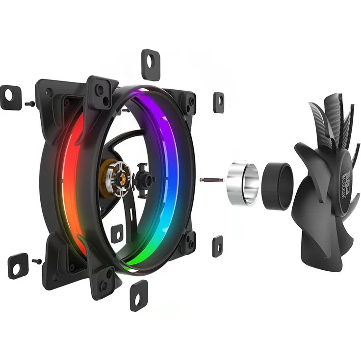 Pccooler CORONA FRGB 5in1 Pack, 120 mm PC Lüfter mit RGB-LEDs, Schwarz, 5 Stück, leise Betriebsgeräusch bis 29,1 dB