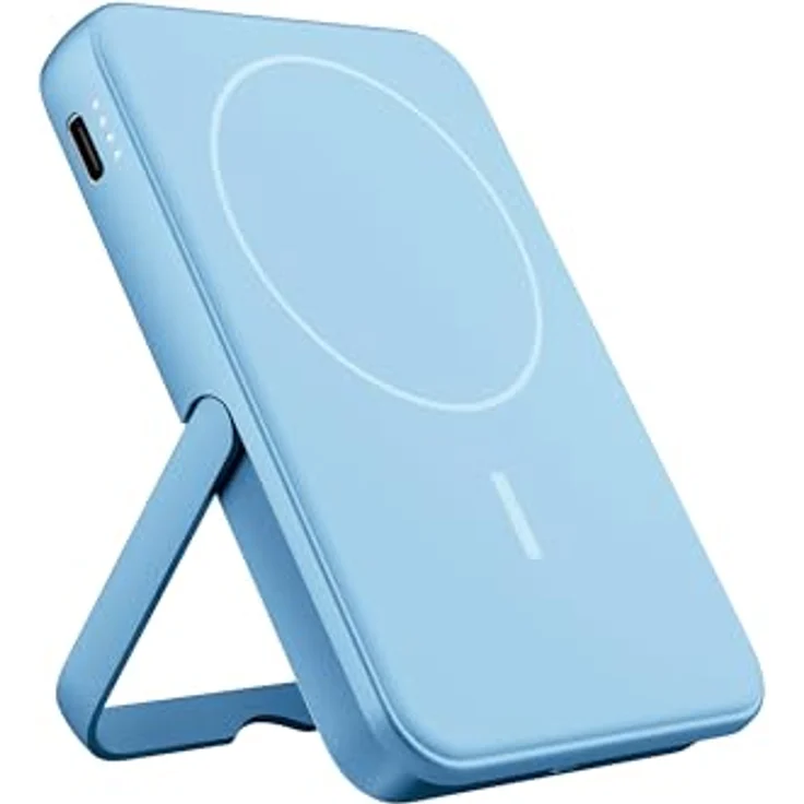 Fresh 'n Rebel Wireless Magnetic Powerbank 5000mAh, MagSafe-kompatibel, PD 20W Schnellladung, USB-C Port (in/Out), geeignet für iPhone 16/15/14/13/12, tragbar, mit Ständer (Vivid Blue) – Bild 1