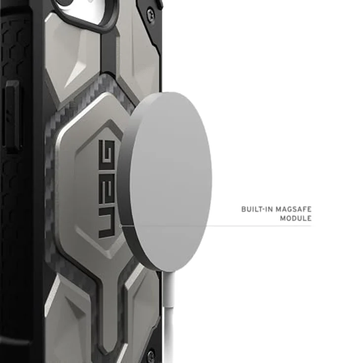 URBAN ARMOR GEAR Monarch Pro Case für Apple iPhone 16E (Wireless Charging/Magnetische Aufladung, 5-Schichten Schutz) Titan – Bild 3