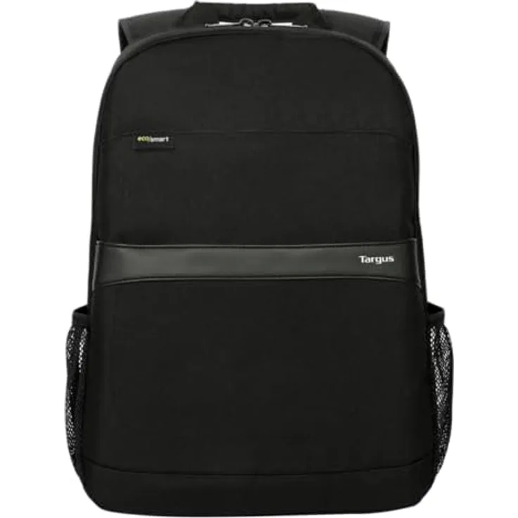 Targus GeoLite EcoSmart Advanced Backpack 15.6", Notebooktasche für 14-16 Zoll Laptops, Schwarz, aus recyceltem Material, wasserabweisend, mit Trolley-Gurt und gepolstertem Rückenteil