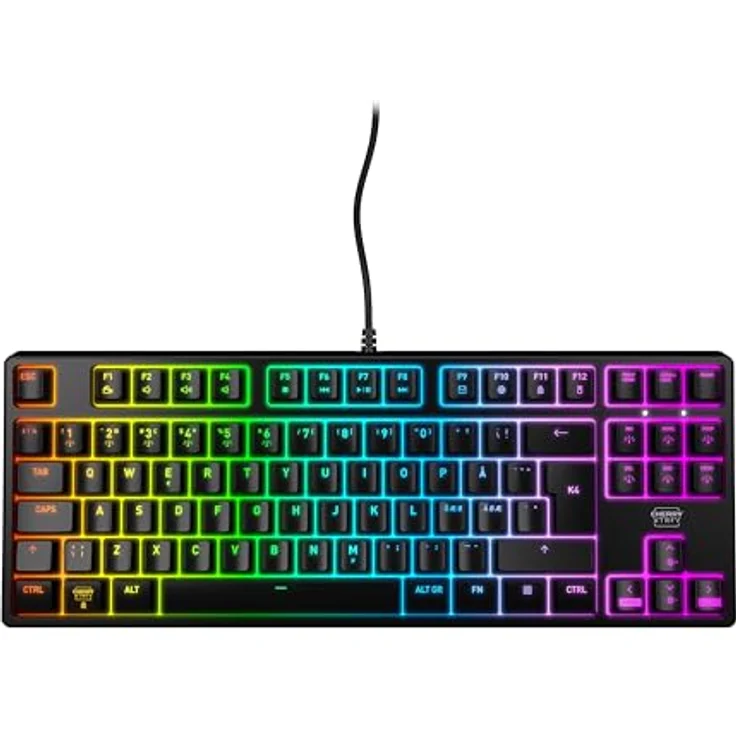 CHERRY XTRFY K4V2 TKL, Kabelgebundene Gaming-Tastatur mit RGB-Beleuchtung, Mechanische MX2A RED Switches, Pan-Nordisches Layout (QWERTY), Schwarz – Bild 1